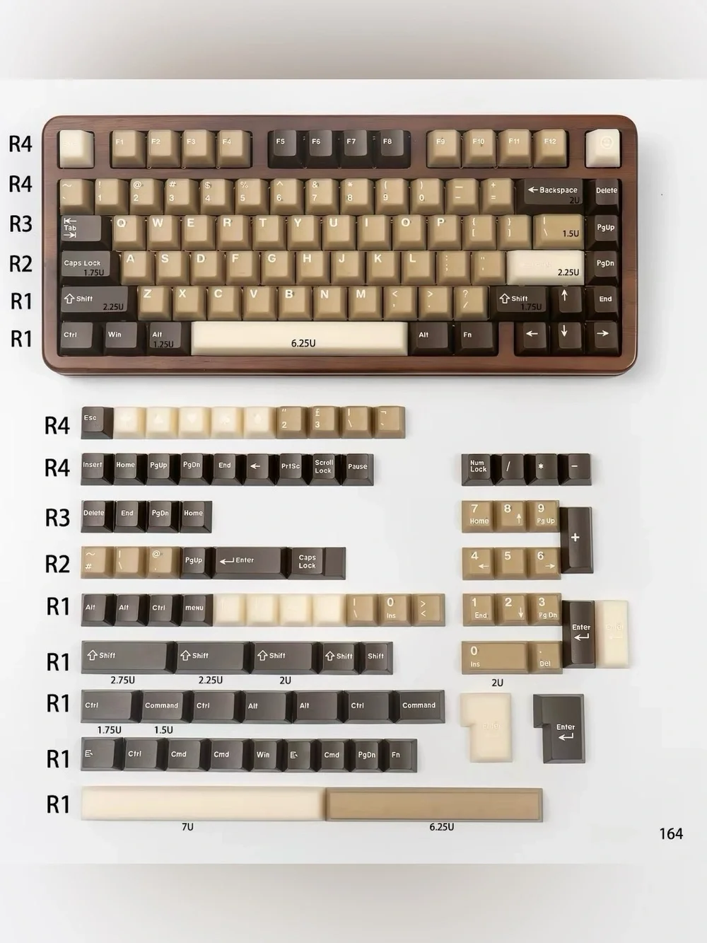 Premium Beige & Brown Summer Coffee Keycaps - keycaps only!